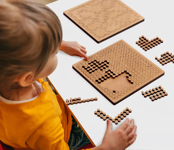 Impossible Wooden Puzzle IQ Board – Brain-Teaser Jigsaw & Tangram Puzzle with Multi-Level Difficulty