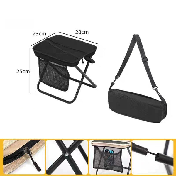Foldable Backpack Stool – Portable Lightweight Folding Chair with Carry Bag