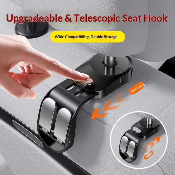 Car Seat Back Hook with Hidden Mount – Universal Headrest Storage Hanger