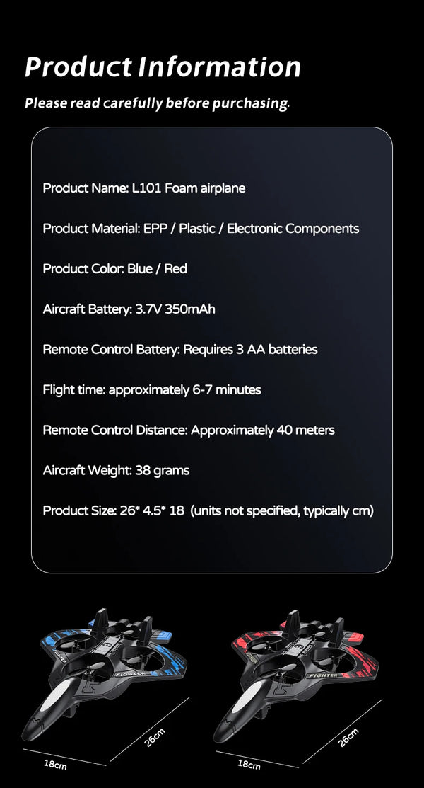 2.4G Remote Control Stunt Aircraft with LED Lighting, Gyro & 360° Rolls