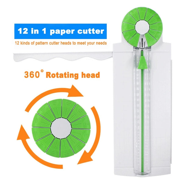 12-in-1 Manual Paper Cutter with Sliding Blade & Lace Guide