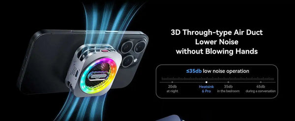 30W Magnetic Liquid Cooling Fan with RGB Lighting & AI Temperature Control for Mobile Phones and Tablets