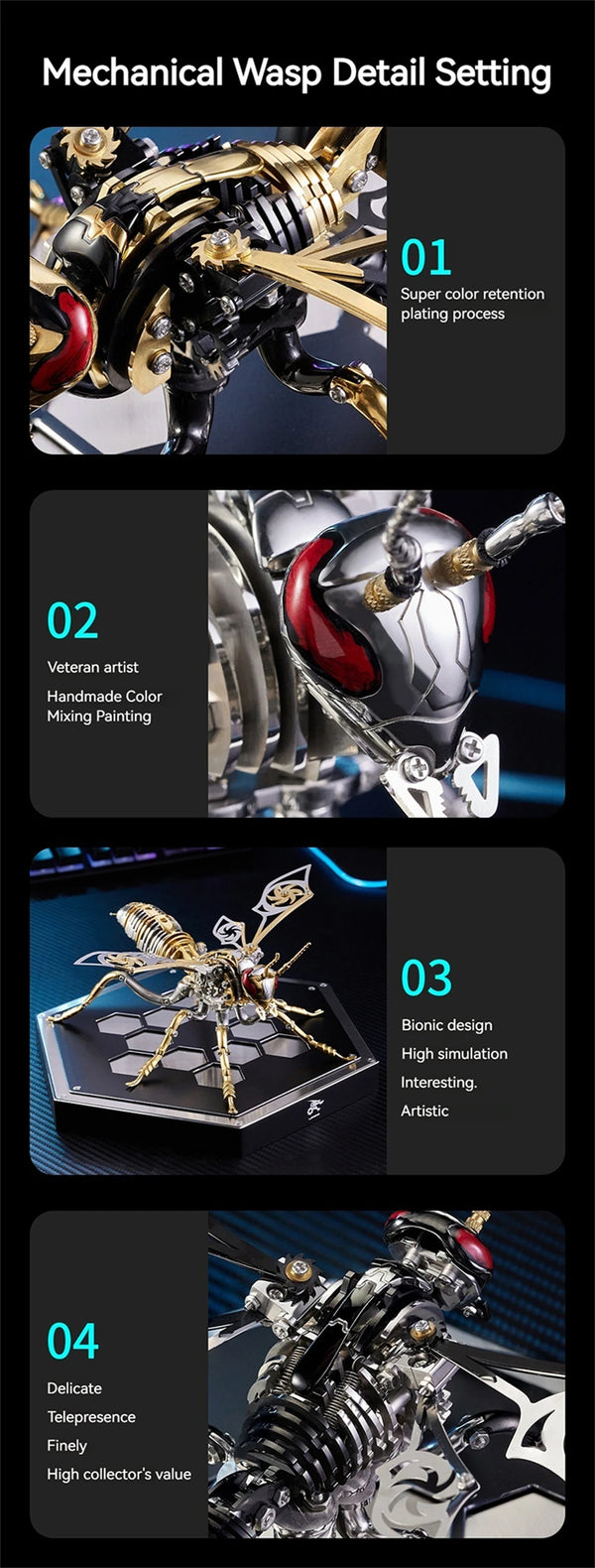 DIY Assembly 3D Metal Mechanical Model Kit – Scorpion, Cheetah, Wasp, Falcon, Pterosaur & Phoenix