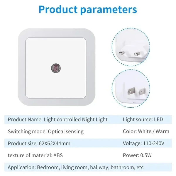 Wireless LED Night Light with Automatic Dusk-to-Dawn Sensor