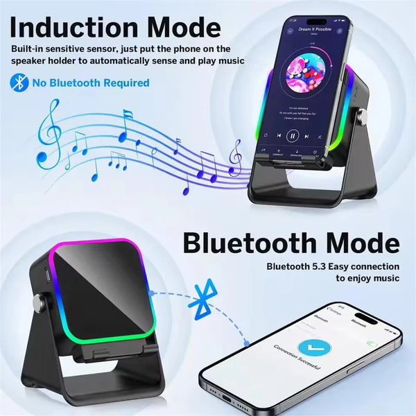 Magnetic Induction Phone Stand Speaker with RGB Light & Bluetooth