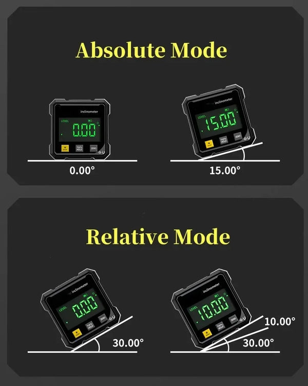 2-Side Magnetic Digital Angle Gauge with Laser – Precision Inclinometer & Electronic Protractor