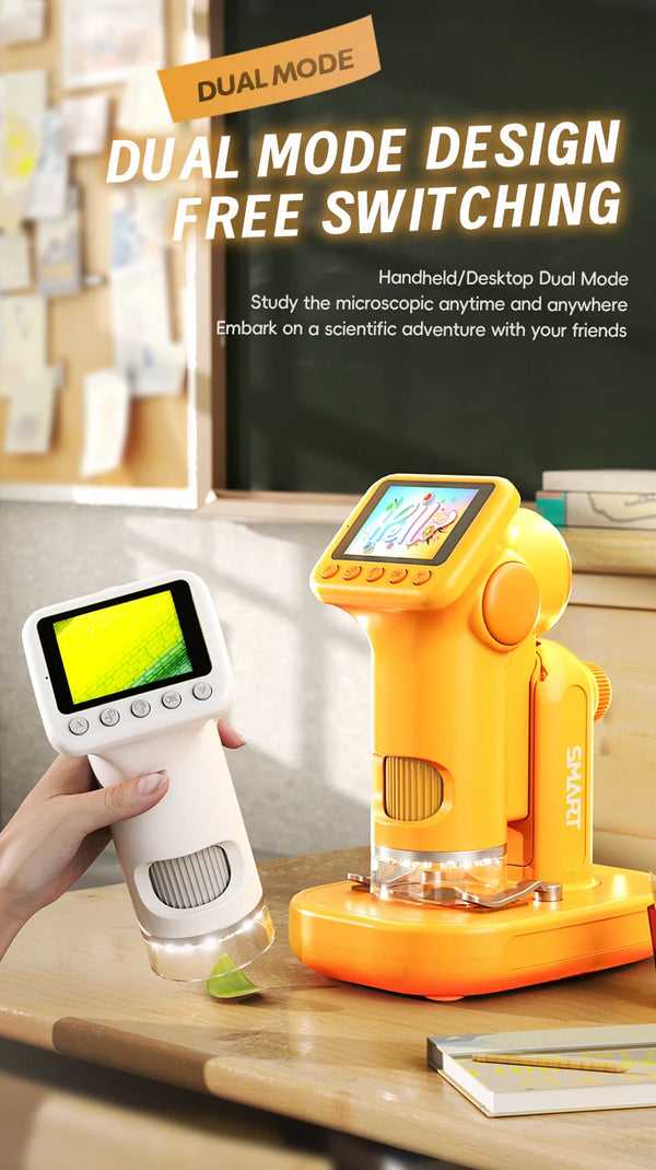 1600X Handheld Digital Microscope with 2-Inch HD Screen – Portable Electronic Magnifier with Camera & Video, 3-Level Lighting, Multilingual Interface