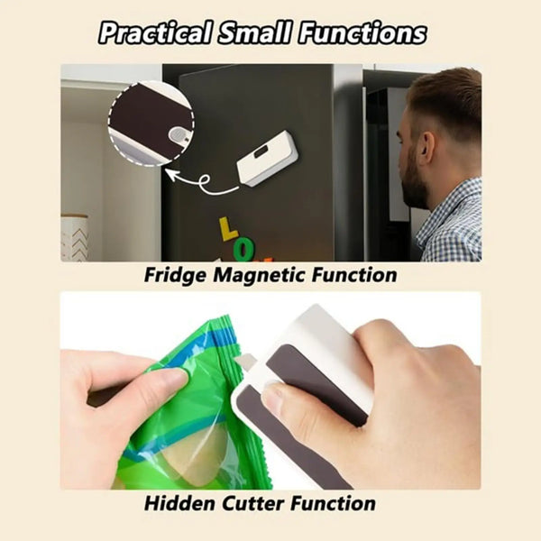 Mini Handheld Bag Sealer with 6 Modes, Cutter & Magnetic Base