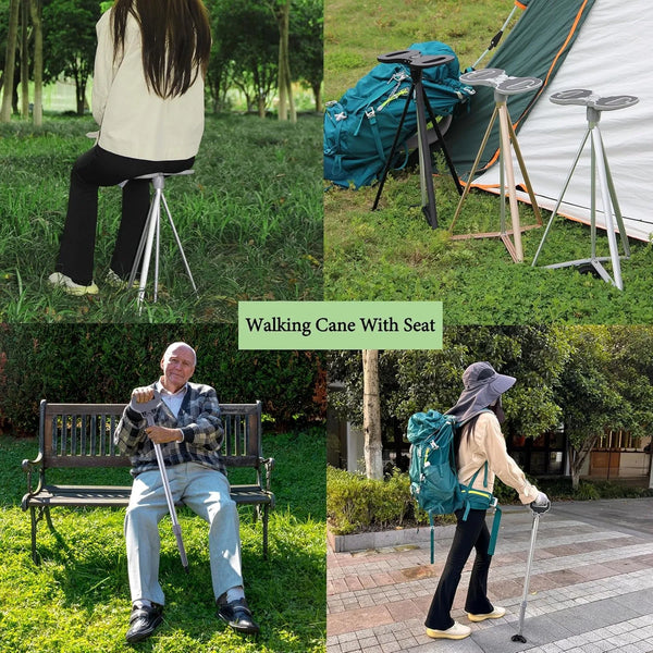 Folding Stool Cane – 2-in-1 Walking Stick & Portable Seat for Seniors