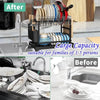 2-Tier Kitchen Dish Drying Rack – Metal Countertop Drainer with Drip Tray