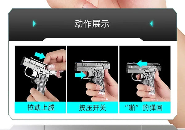 Metal Folding Gun-Style Jet Lighter – Windproof Butane Gas Red Flame Gyroscope Lighter with Laser