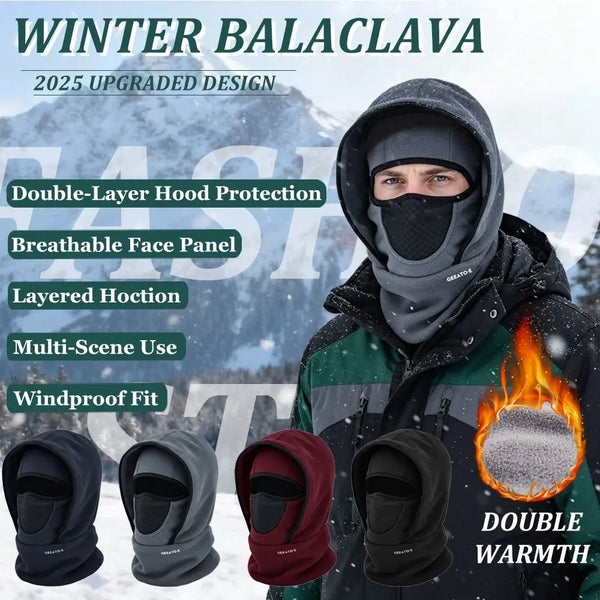 Waterproof Polar Fleece Balaclava with Thermal Hooded Neck Warmer