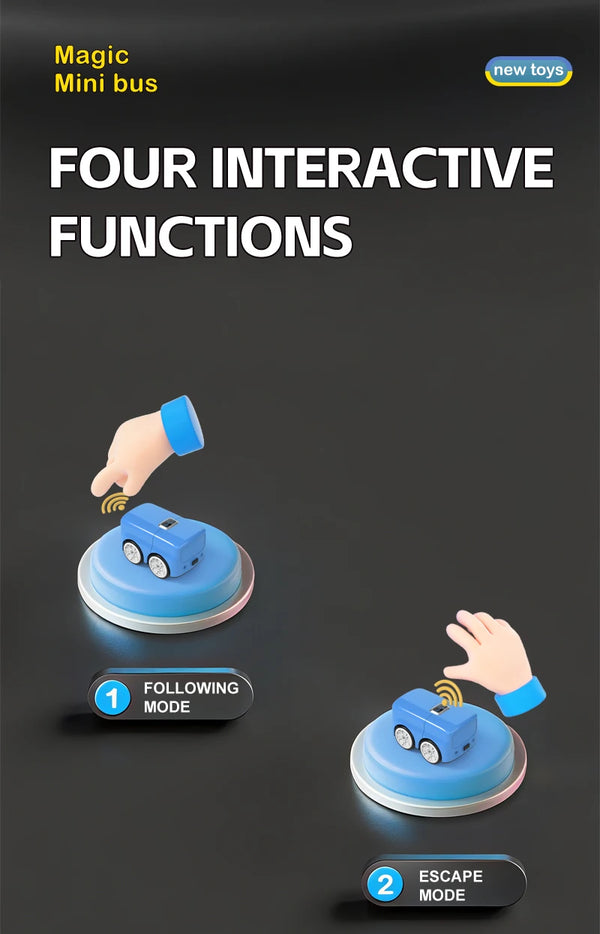 Intelligent Gesture Sensing Remote Control Cartoon Car with Auto-Follow, Obstacle Avoidance & LED Animation