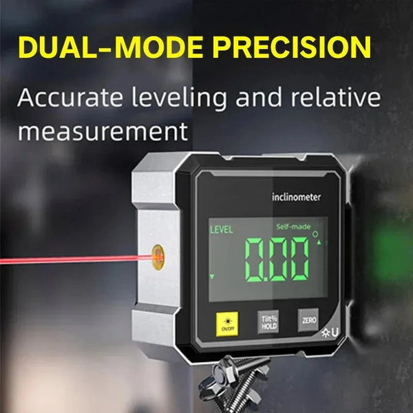 2-Side Magnetic Digital Angle Gauge with Laser – Precision Inclinometer & Electronic Protractor