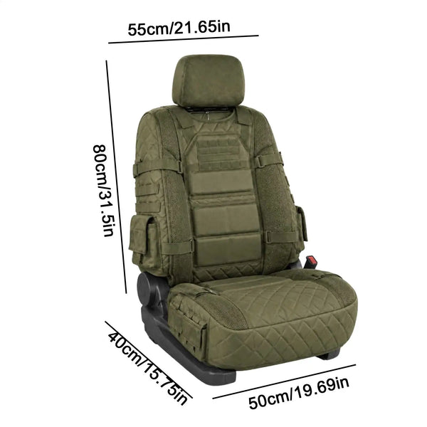 Military Style Heavy-Duty Car Seat Protector with Non-Slip Backing & Storage Pockets
