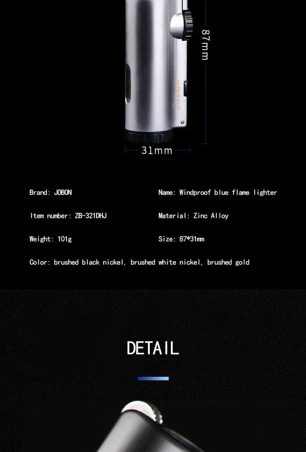 JOBON 4-Torch Jet Windproof Inflatable Lighter – Metal Flint Grinding Wheel Gas Lighter
