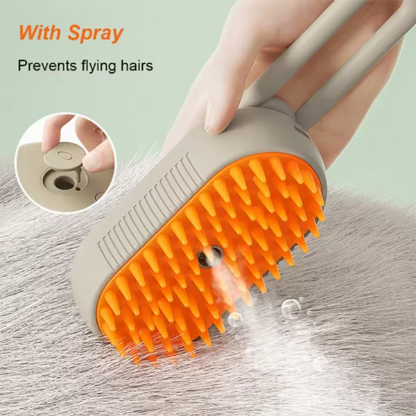 Pet Steam Spray Grooming Brush – 4-in-1 Hair Removal, Massage & Detangling Comb