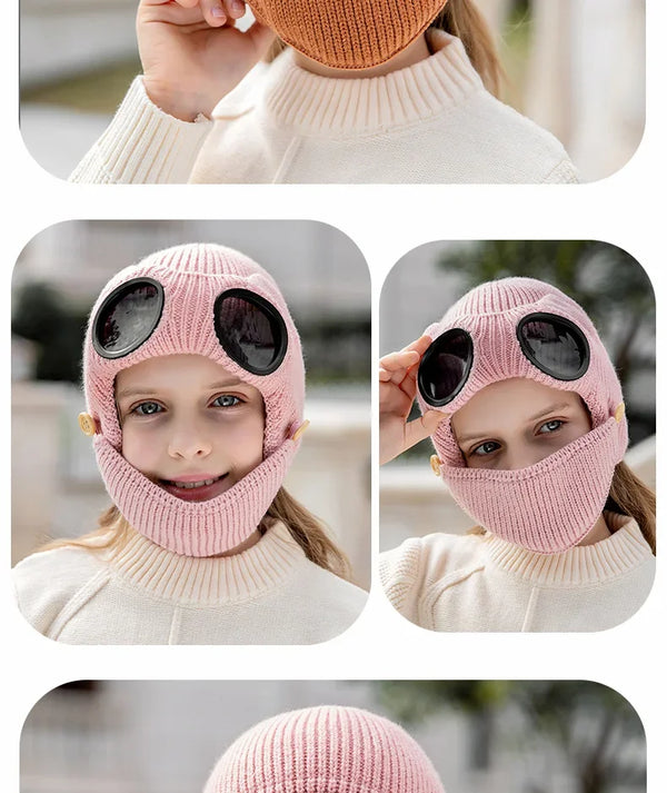 Windproof Warm Mask with Integrated Ear Protection & Glasses Cover for Children and Adults