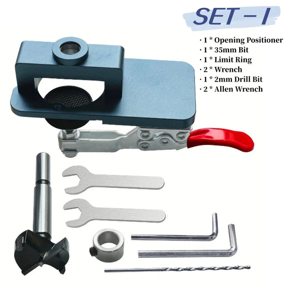 35mm Concealed Hinge Jig Kit with Drilling Guide & Locator for Cabinets