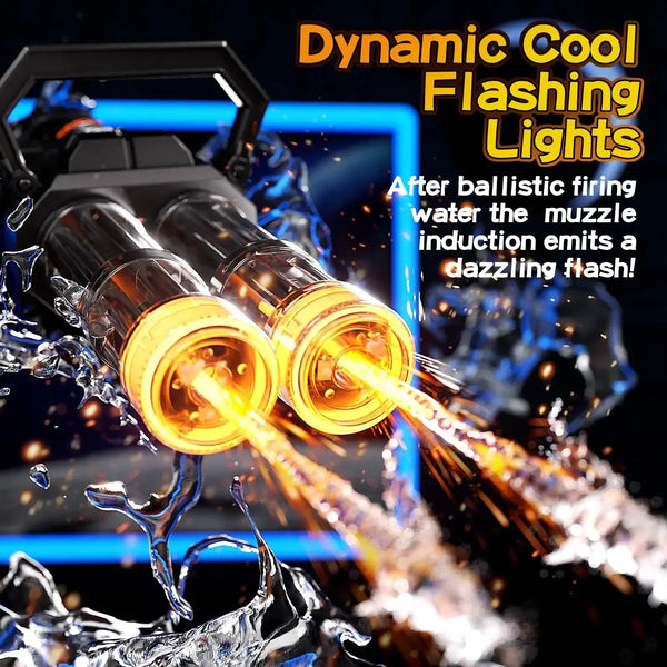 Electric Gatling Water Cannon – Dual Tube Rotating High-Pressure Water Gun with 3000ML Tank