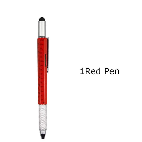 SearchFindOrder 1 Red Pen Multifunctional 6-in-1 Precision Pen Screwdriver Ruler Caliper Touchscreen Stylus Level and Ballpoint Pen