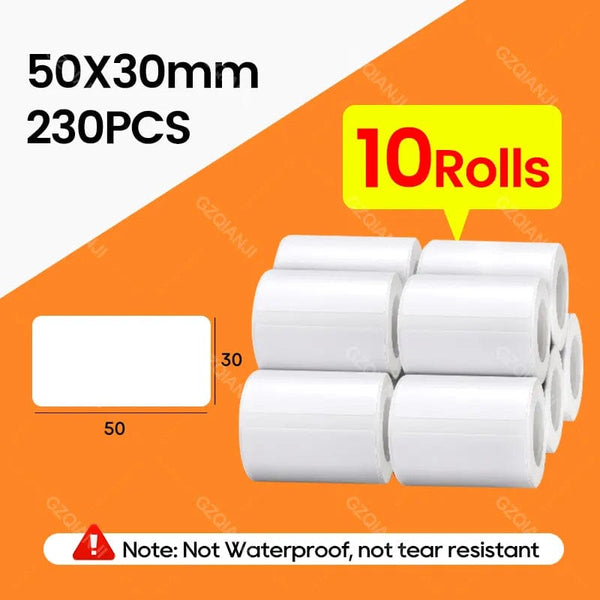 SearchFindOrder 10Rolls 50x30mm Pocket Printer Pro Red Bluetooth Label Maker Extra Paper