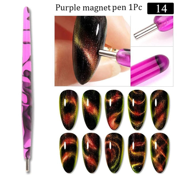 SearchFindOrder 14 Magnetic Cat Eyes Duo Nail Art Wand Dual-Headed Precision for Mesmerizing 3D Line and Strip Effects
