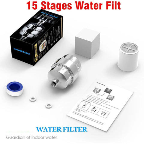 SearchFindOrder 15 Stages Filt High Output Shower Water Filter to Soften Hard Water for Shower Head