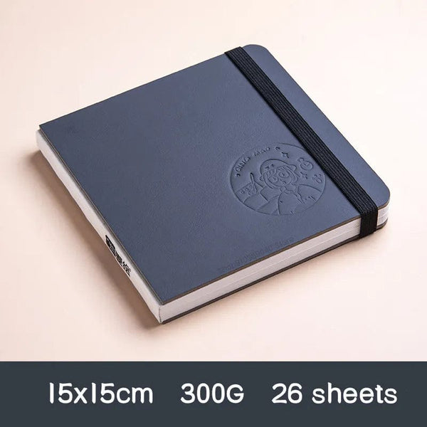 SearchFindOrder 15x15cm Voyage Art 300g A Compact Watercolor Sketchbook with Medium-Heavy Texture and Stylish PU Cover - Perfect for Art Students and Travel Enthusiasts