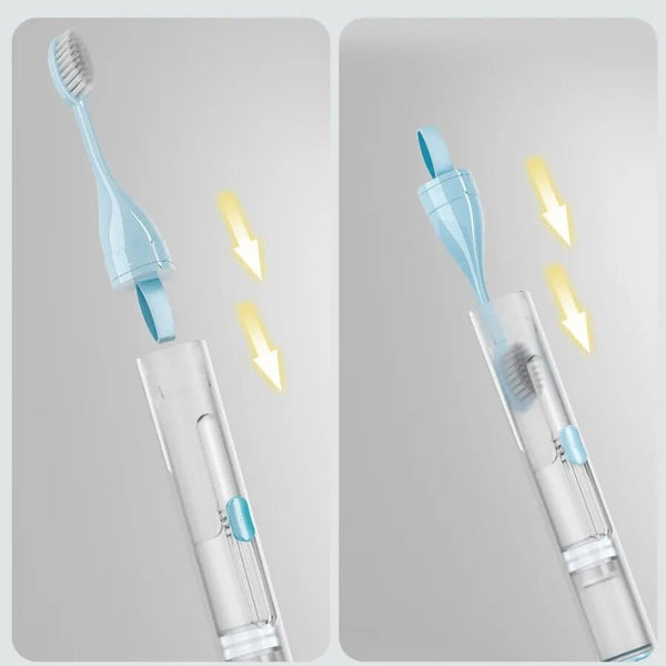 SearchFindOrder 1PC Travel Compact Folding Toothbrush with Toothpaste Holder