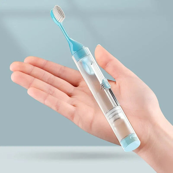 SearchFindOrder 1PC Travel Compact Folding Toothbrush with Toothpaste Holder