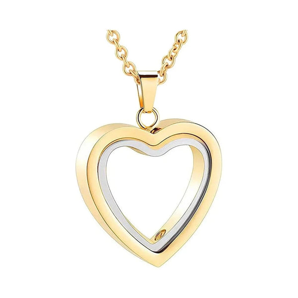 SearchFindOrder 1Pcs Golden / 55cm/21.65 in Heart Memorial Glass Cremation Necklace