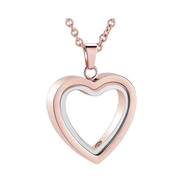SearchFindOrder 1Pcs Rose gold / 55cm/21.65 in Heart Memorial Glass Cremation Necklace