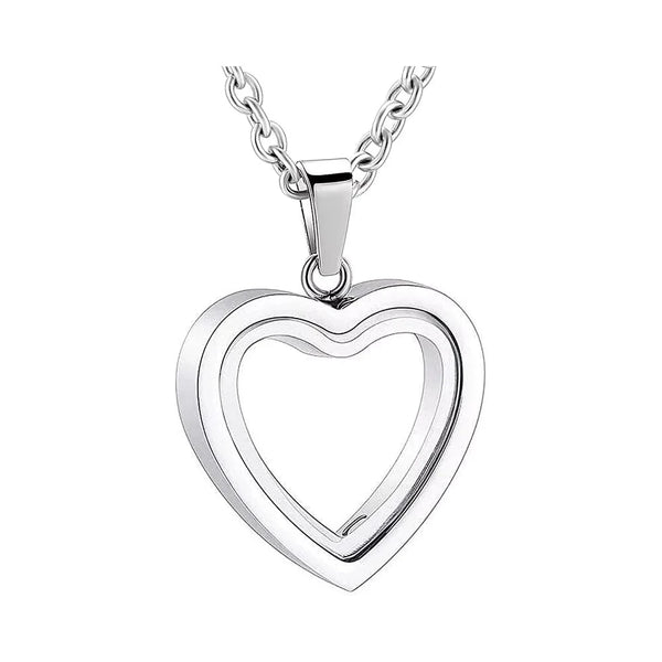 SearchFindOrder 1Pcs Silver / 55cm/21.65 in Heart Memorial Glass Cremation Necklace