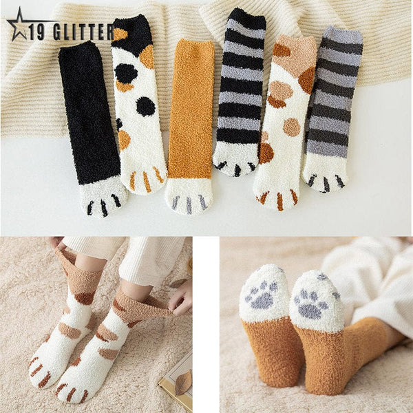 SearchFindOrder 2 Pairs of Cozy Thick and Warm Coral Fleece Tube Socks