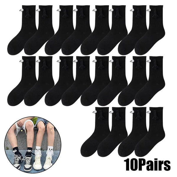 SearchFindOrder 2 PCS Playful Magnetique Gaze Harmony Socks Black & White Edition