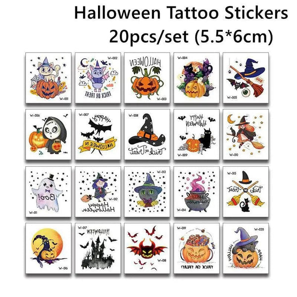 SearchFindOrder 20pcs Halloween Pumpkin Tattoo Stickers