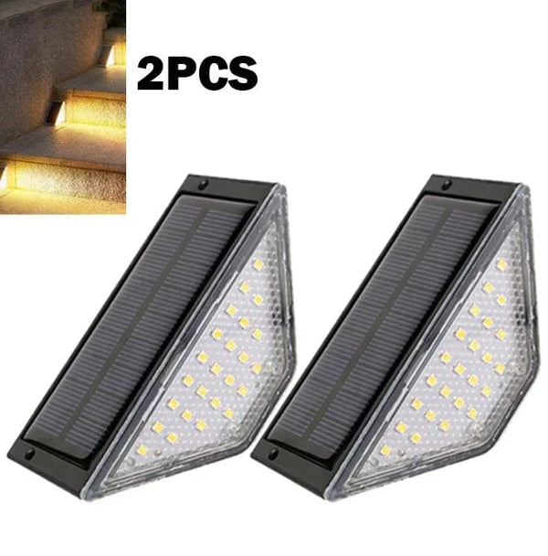 SearchFindOrder 2PCS-Warm light Waterproof Solar Step and Stair Lights
