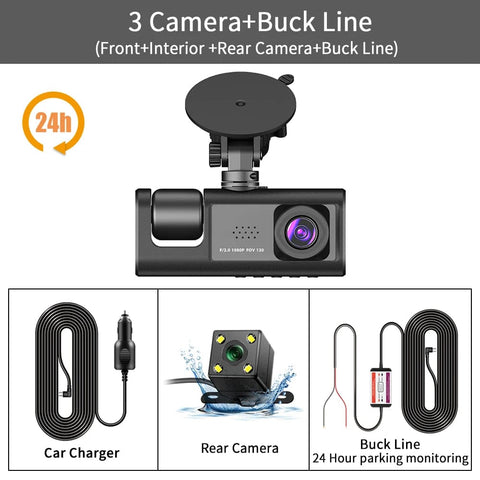 SearchFindOrder 3 Camera-BL / 128G Three-Channel Car DVR HD DashCam