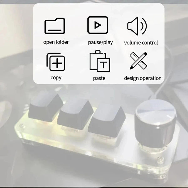 SearchFindOrder 3-Key 1-Knob Macro Mechanical Keyboard