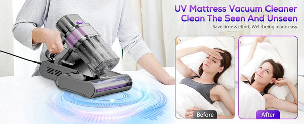 SearchFindOrder 313-smart High-Efficiency UV Mattress Vacuum Cleaner with HEPA Filter, 600W Suction & High-Temperature Drying