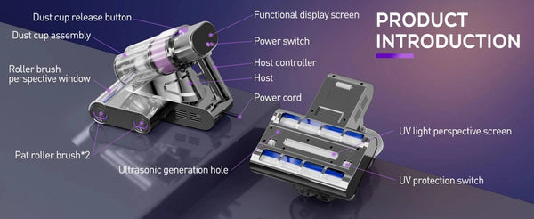 SearchFindOrder 313-smart High-Efficiency UV Mattress Vacuum Cleaner with HEPA Filter, 600W Suction & High-Temperature Drying