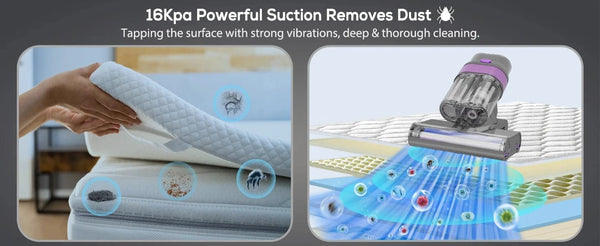 SearchFindOrder 313-smart High-Efficiency UV Mattress Vacuum Cleaner with HEPA Filter, 600W Suction & High-Temperature Drying