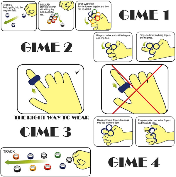 SearchFindOrder 3pc Anxiety Relieving Colorful Magnetic Finger Rings
