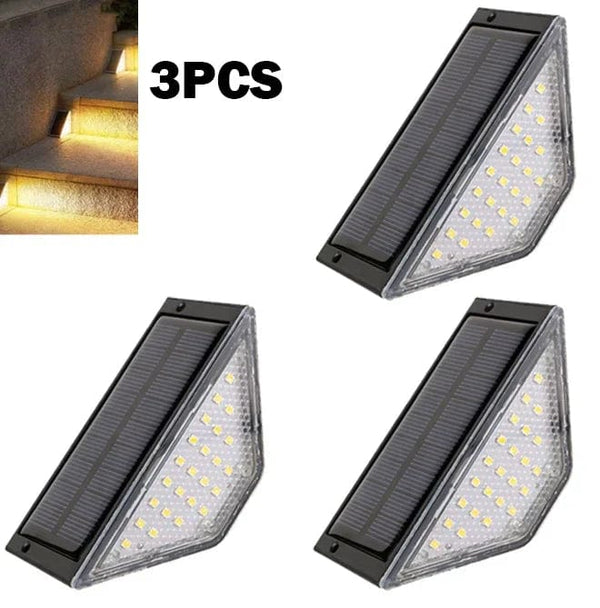 SearchFindOrder 3PCS-Warm light Waterproof Solar Step and Stair Lights