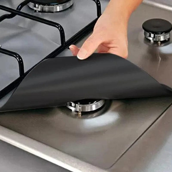 SearchFindOrder 4 pcs black Guardian Chef Gas Range Shields Set of 4 Premium Reusable Gas Stove Protectors