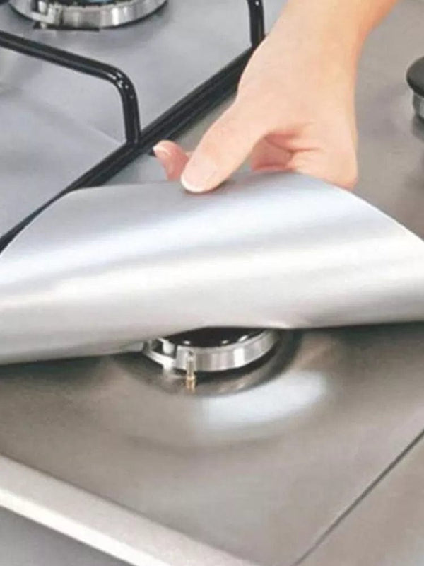 SearchFindOrder 4 pcs silver Guardian Chef Gas Range Shields Set of 4 Premium Reusable Gas Stove Protectors