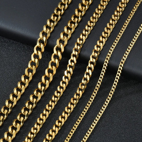SearchFindOrder 40cm / 7mm / Gold Basic Punk Stainless Steel Chain