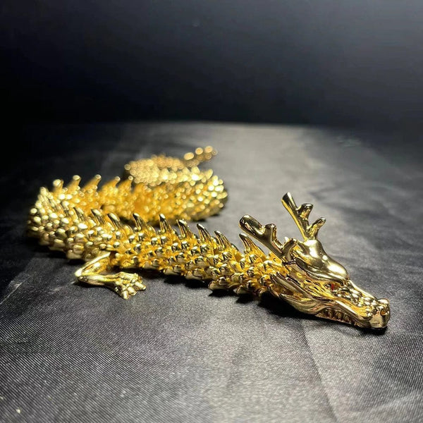 SearchFindOrder 42cm Gold / 1Pcs / CHINA 3D Brass Dragon Home Decoration with Mystic Scales