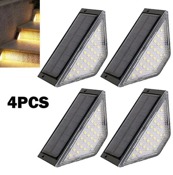 SearchFindOrder 4PCS-Warm light Waterproof Solar Step and Stair Lights